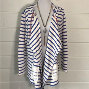 Matilda Jane Opened Blue Striped Hooded Cardigan